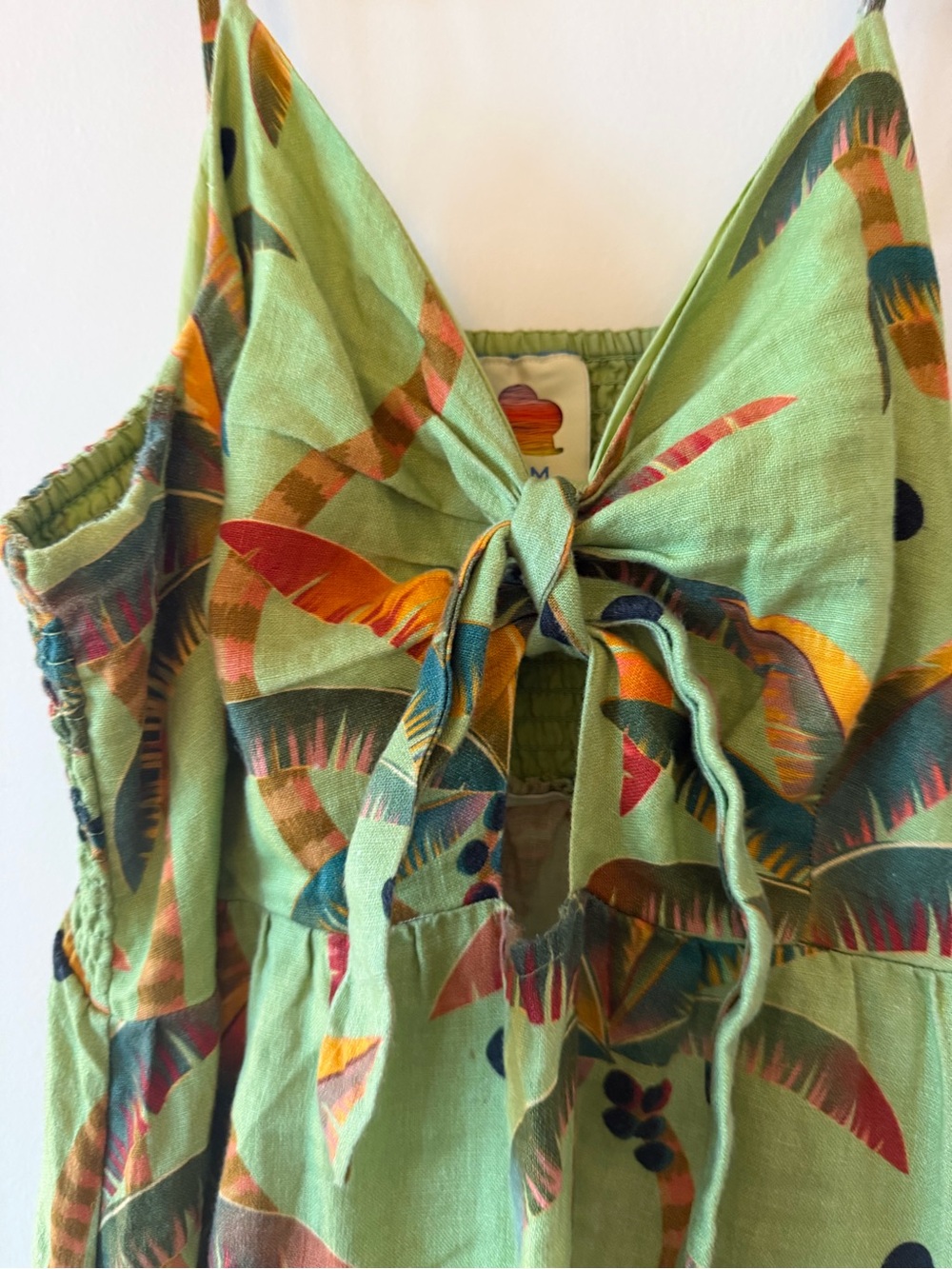 FARM Rio Olive Green Tropical Tie-Front Maxi Dress - Picture 4 of 6